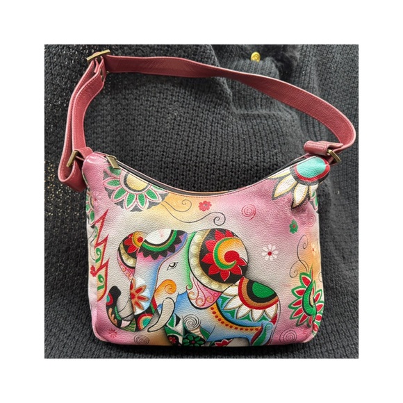 Anuschka Colorful Elephant Design Women's Bag - Picture 2 of 10